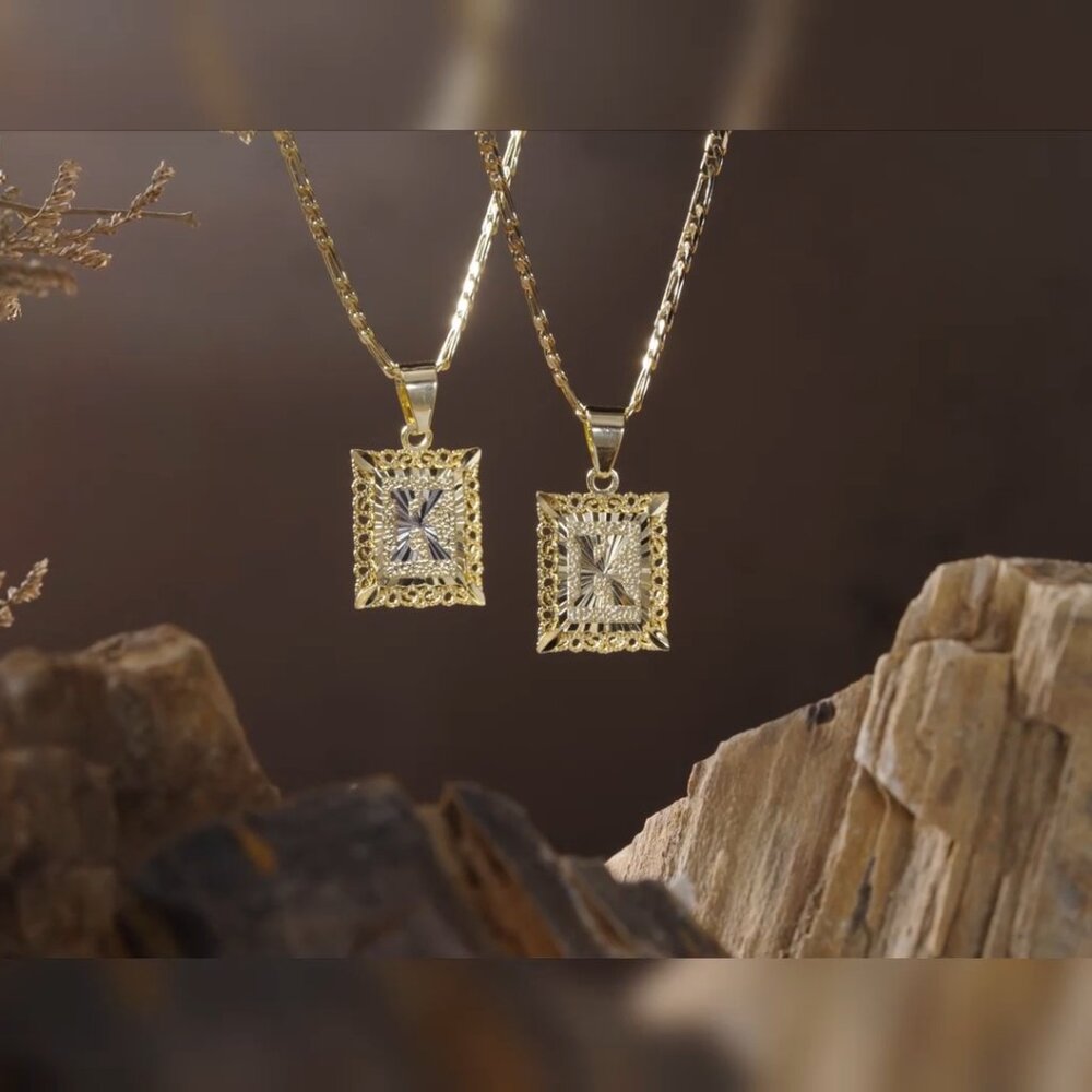 Gold Plated Initial Necklace Monogram Pendant Fig… - image 8